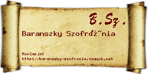 Baranszky Szofrónia névjegykártya